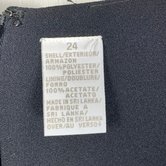 Elizabeth Claiborne Black Georgette Overlay White Sheath Dress Size 24 - Picture 6 of 7